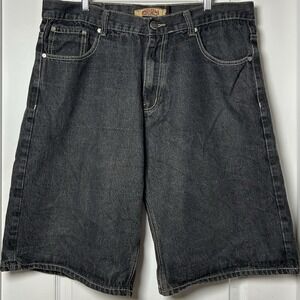 Urban Label Vintage Y2K 2000s Cotton Blend Black Baggy Wide Leg Jean Shorts